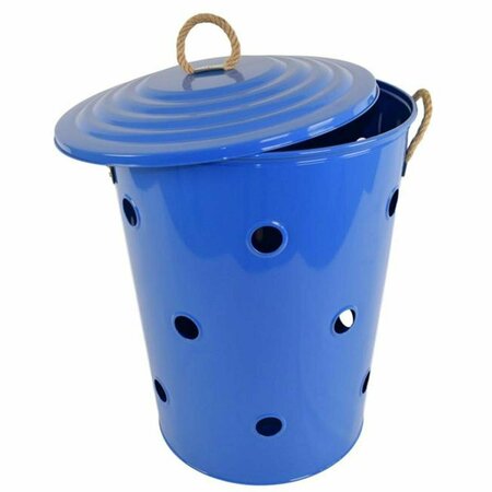 PERTRECHOS Enameled Galvanized Steel Laundry Basket, Blue PE2417478